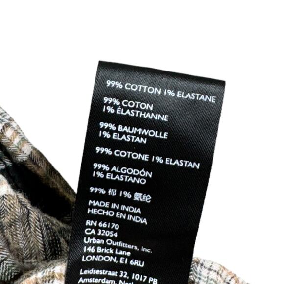 Free People Jessi Plaid Balloon Sleeve Top Small Brown Boho Cottage Casual - Picture 8 of 9